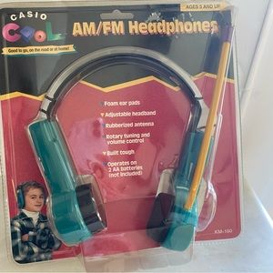 Vintage Casio Cool AM/FM Headphones Model KM-160 NEW Sealed